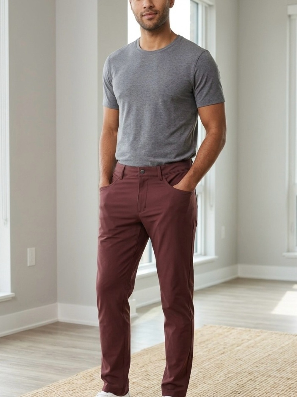 Lululemon Athletica Men's Slim Pants in Burgundy